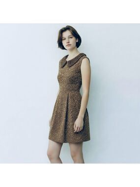 Just Me Vintage Inspired Gold/Bronze Beaded Collar and Gold Glitter A-Line Mini